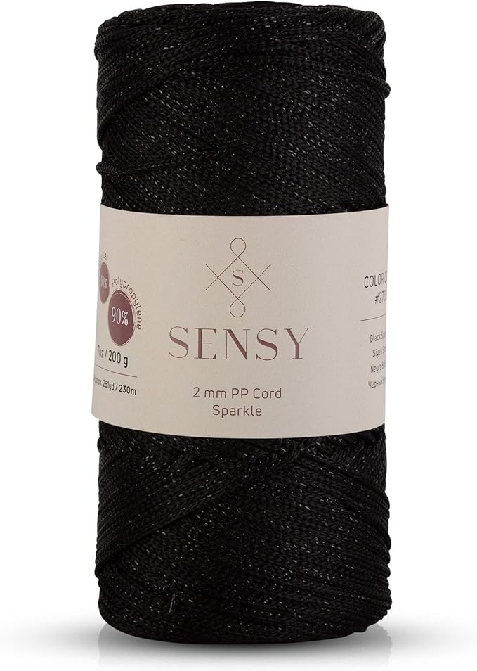 Sensy Premium 2mm 251 Yards Sparkle Polyester Rope 90% Polypropylene 10% by SSENSY