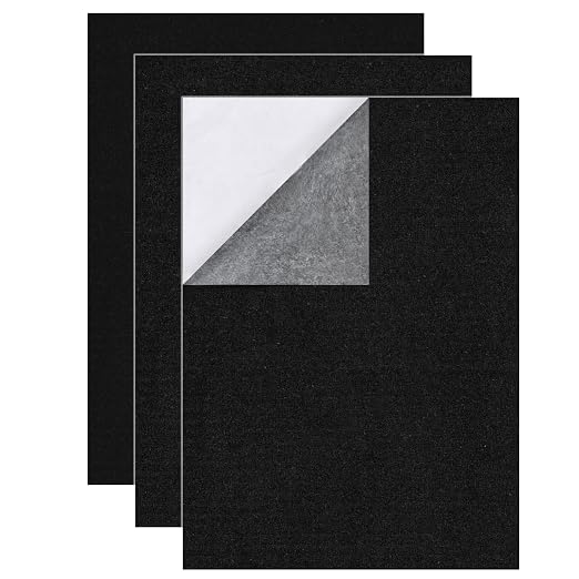 3PCS Large Self Adhesive Felt Sheet, 13.4"x10.8", 2mm Thick Stiff Black Felt by Samiusy