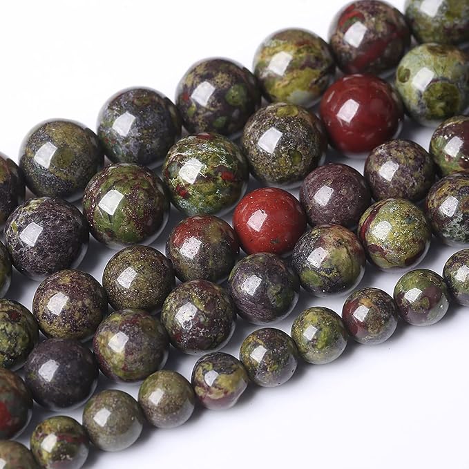 Natural Dragon Blood Jasper Beads Round Loose Energy Healing Stone Beads - Image 2