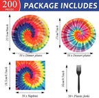 50 Guests Tie Dye Plates and Napkins Party Supplies Tie Dye Party Decorations - Image 2