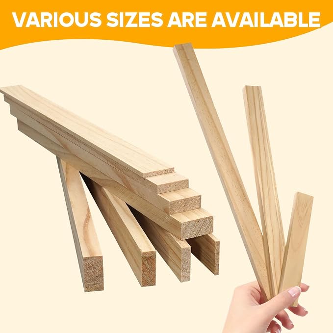 Wood Strips 1/4"x 1" x 17.5", Unfinished Flat Lumber Pine Pieces - Image 5