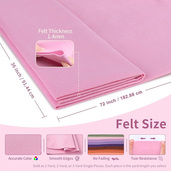 Baby Pink Fabric Sheet 72" X 36", 1.4mm Thick Large Soft Durable Flexible Craft - Image 2