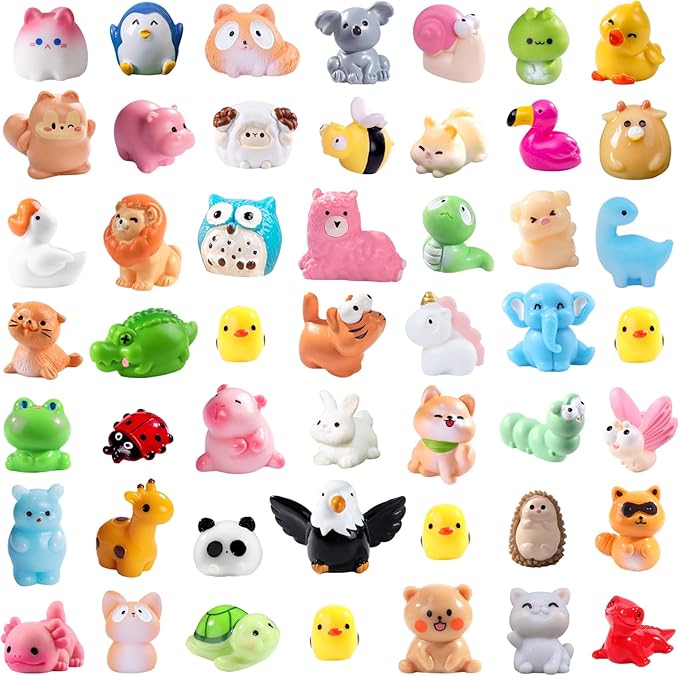 DIYDEC 50pcs Mini Resin Animal 50 Styles Tiny Resin Animals Miniature to Hide by DIYDEC