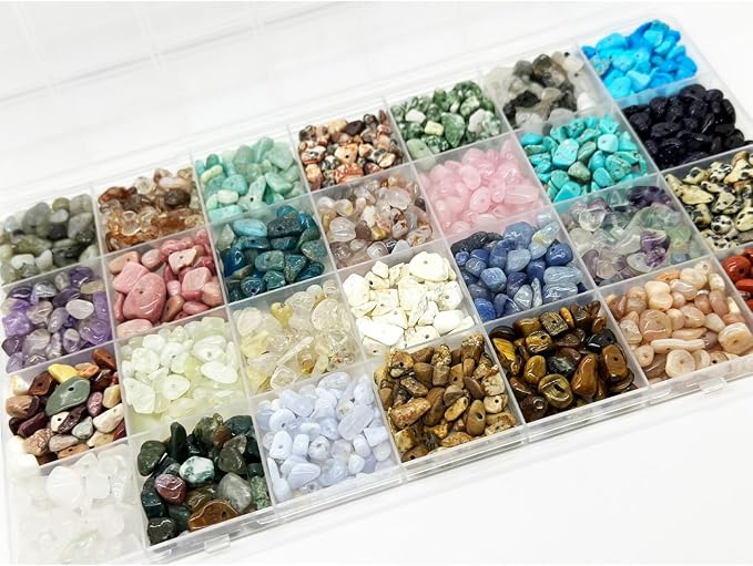 Jewelry Making Kits with 28 Colors Gemstone Chips, Crystal Bead Ring Maker Kit - Image 3