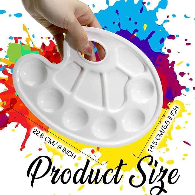 FANDAMEI 20 PCS Oval Paint Tray Palettes, Plastic Paint Tray Palette, Paint - Image 2