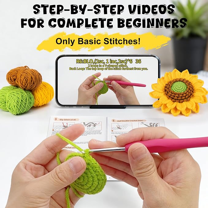 Totiro Crochet Kit for Beginners, Sunflower Amigurumi Starter Kit, Easy DIY - Image 2