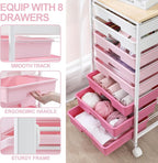 Rolling Cart with Drawers, Storage Cart with 8 Drawers and Wooden Tabletop - Image 3