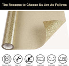 Champagne Glitter HTV Heat Transfer Vinyl Roll 12inch x 20 ft - Image 3