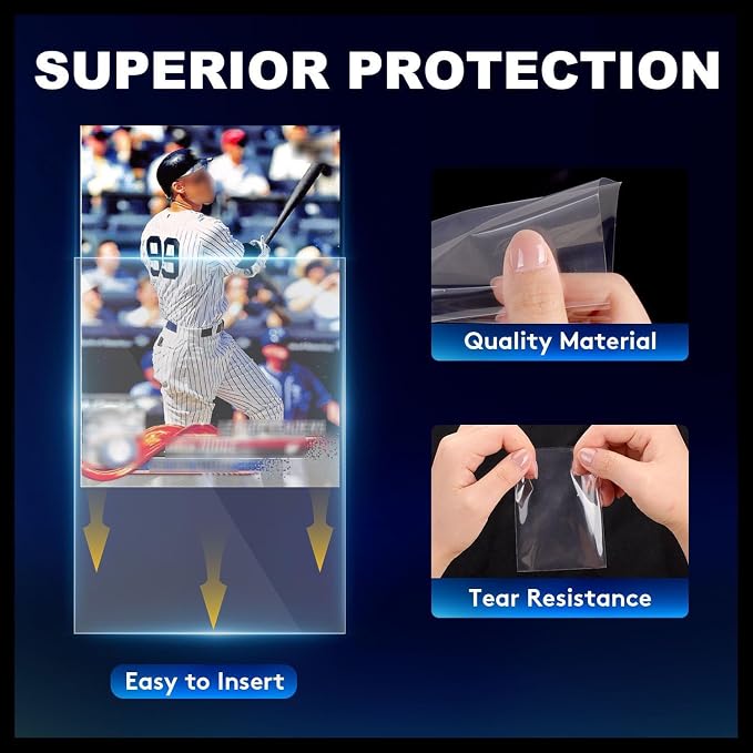 1000ct Clear Card Sleeves for Trading Cards, Soft Baseball Sports Card Sleeves - Image 3