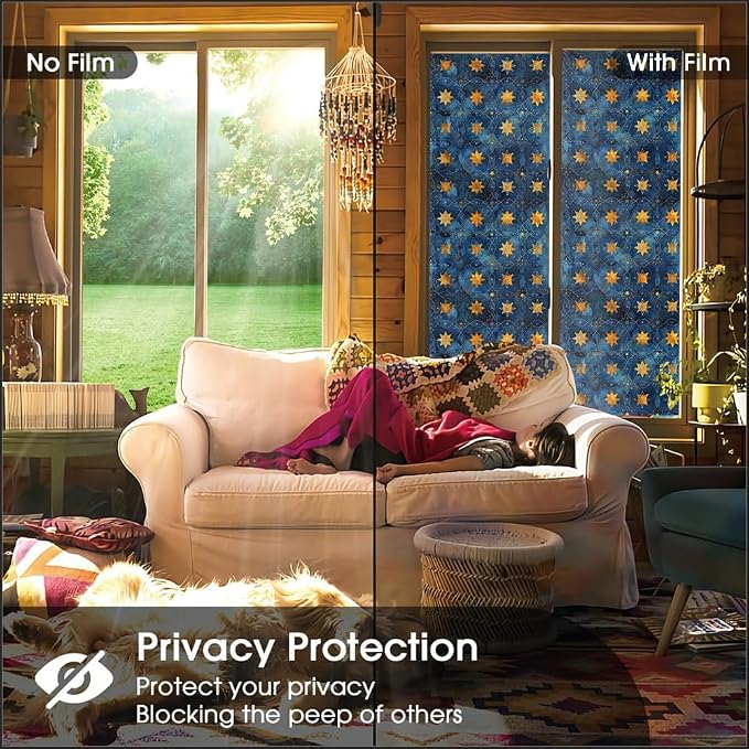 16“x118 Glitter Gold Blue Creative Art Window Films Decorative Window Privacy - Image 4