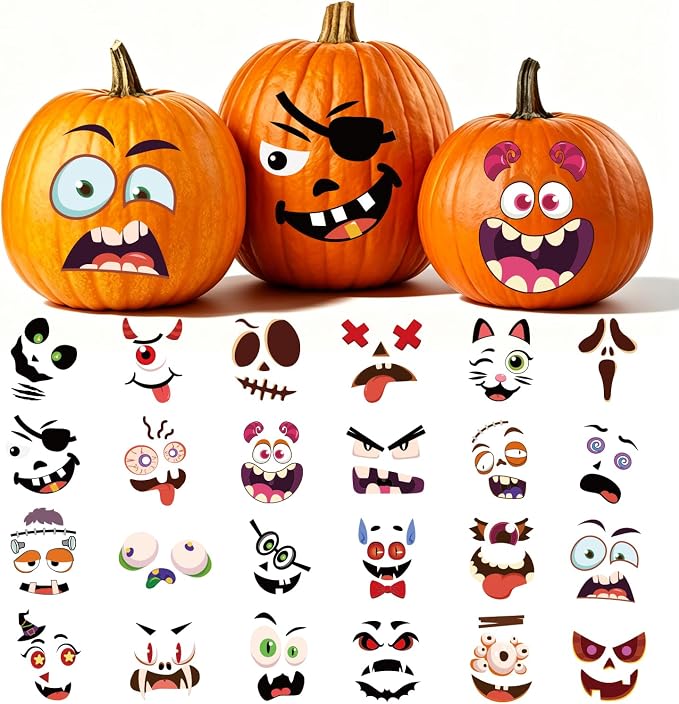 LOMIMOS Halloween Pumpkin Decorating Stickers, Large Jack-O-Lantern | Make by LOMIMOS