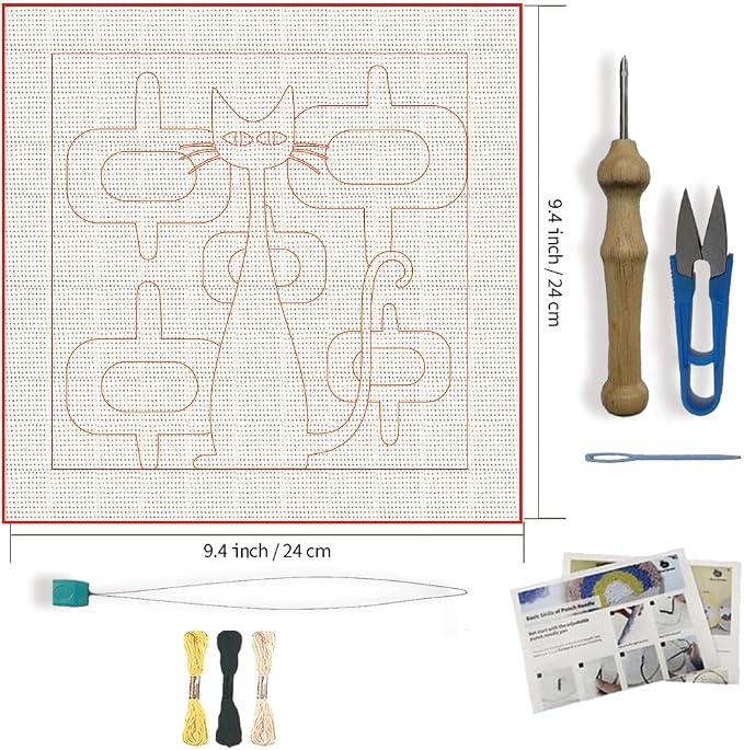 FREEBLOSS DIY Punch Needle Kit Abstract Cat Punch Needle Embroidery Wall - Image 2