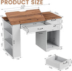 Drafting Table with Storage Cabinet & Drawers, Adjustable Drawing Desk with - Image 2