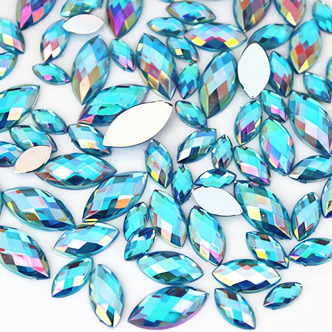 1000Pcs Crystal AB Horse Eye Rhinestones Glitter Gems Flatback Acrylic by UYTRDVG