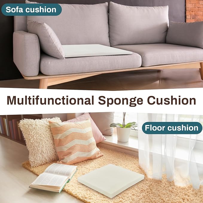 Frienda 2 Pack 1" x 24" x 24" Upholstery High Density Foam Cushion Replacement - Image 6