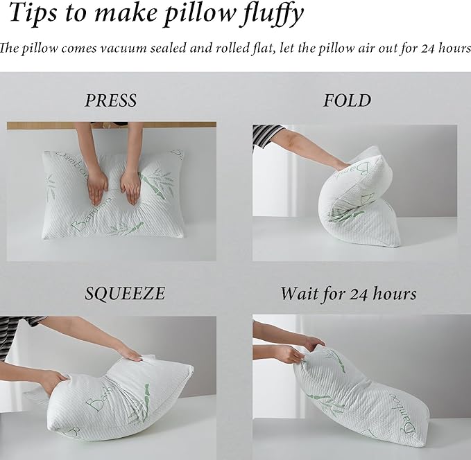 Memory Foam Pillows Queen Size set of 2, Shredded Memory Foam Bed Pillow - Image 6