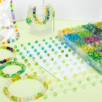 XSEINO About 1200+ pcs 6mm Glass Beads Bracelet Making Kit, 24 Assorted Green - Image 7