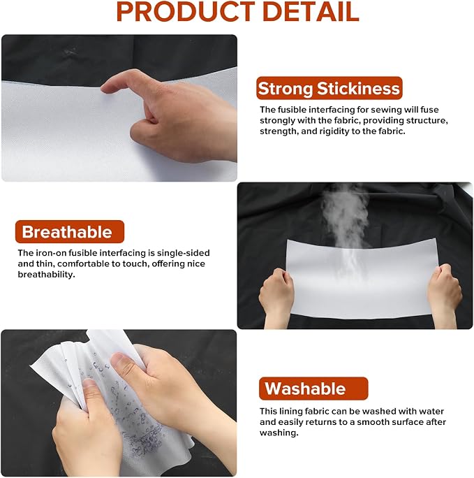 ZOMONETI Heavy Weight 17in x 30yd White Iron On Non-Woven Fusible Interfacing - Image 5