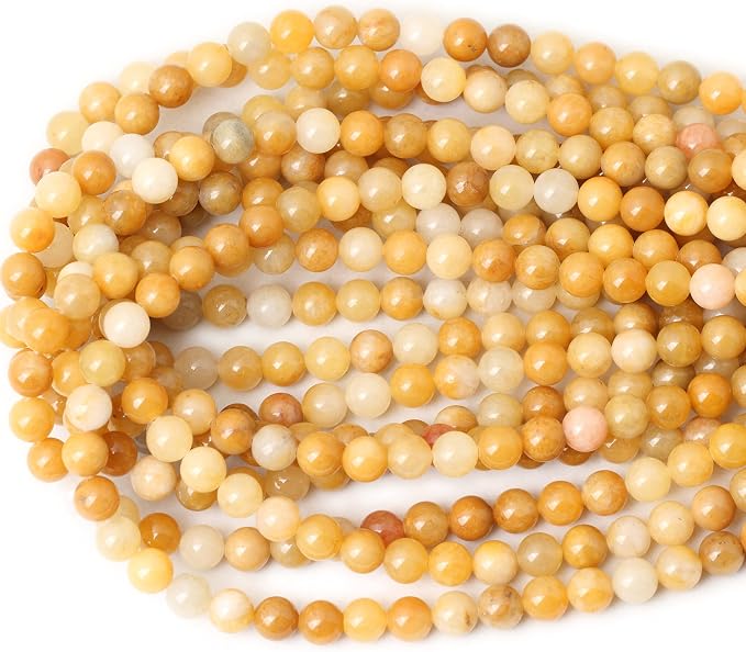 45PCS 8mm Natural Yellow Jade Multi-Color Gemstone Round Loose Beads - Image 3