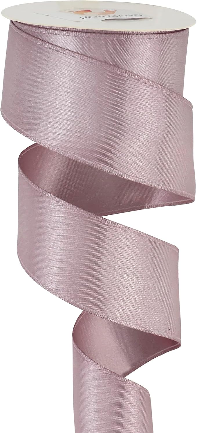 HUIHUANG Lilac Satin Wired Ribbon 1-1/2 inch Dusty Purple Wire Edge Ribbon - Image 6