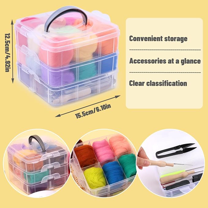 JUPEAN Needle Felting Kit, 24 Colors Wool Roving, Complete Needle Felting - Image 4