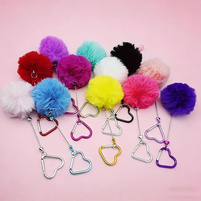 Beadable Heart Pom Pom Keychain Blank Bar by Unknown