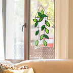 BOXCASA Plant Stained Glass Window Hanging Handmade Green Suncatcher Gift | - Image 3