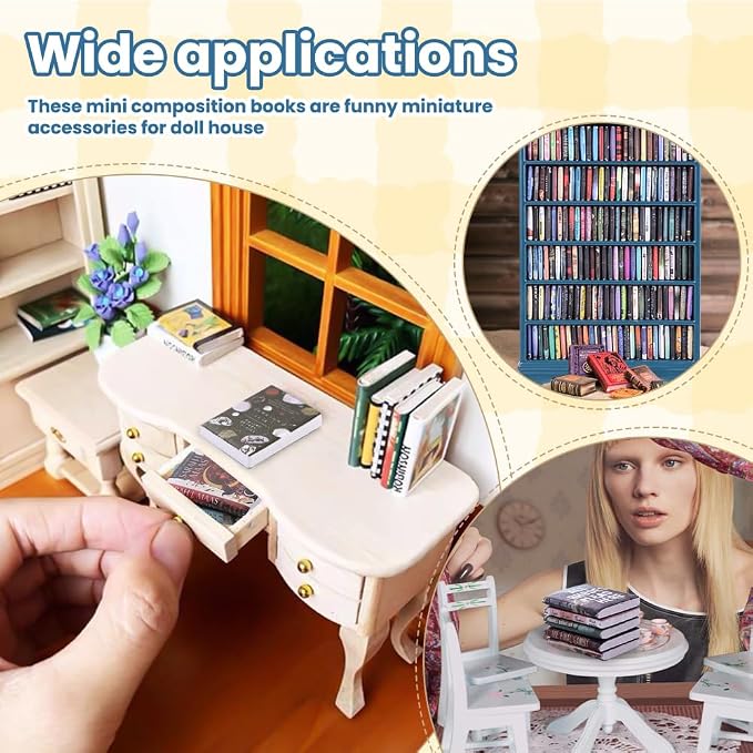 DIYDEC Mini Bookshelf with 180pcs Mini Books Miniature Blue Bookshelf Ornament - Image 7