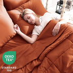 CozyLux Queen Comforter Set Terracotta, 7 Pieces Bed in a Bag, Burnt Orange - Image 3