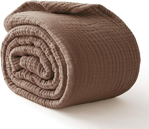 100% Cotton Muslin Blanket California King 120" x 90", 6 Layers Breathable and by Kozyhvn