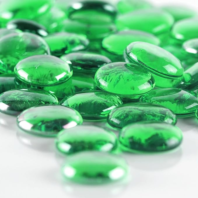 CYS EXCEL X-Large 1.1"-1.35" Green Glass Flat Gemstone Vase Fillers Multiple - Image 2