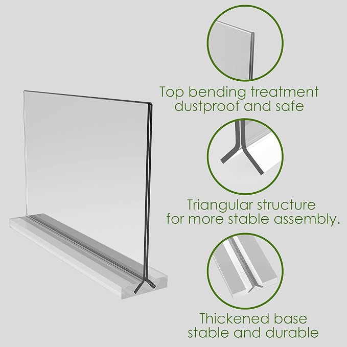 newnewshow Acrylic Sign Holder 8.5x5.5 Inch 3 Pack Horizontal T Shape - Image 6