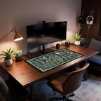 Deep Green Retro Desk Pad, Plant Flower Mouse Pad XXL, Large Gaming Mouse Mat - Image 4