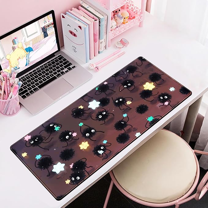 Desk Pad Anime Black Pom Poms Gaming Mouse Pad Large Star Designs Desk Office - Image 6