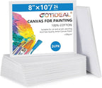 GOTIDEAL Canvas Boards for Painting, 8x10 inch Set of 24, Gesso Primed White by GOTIDEAL