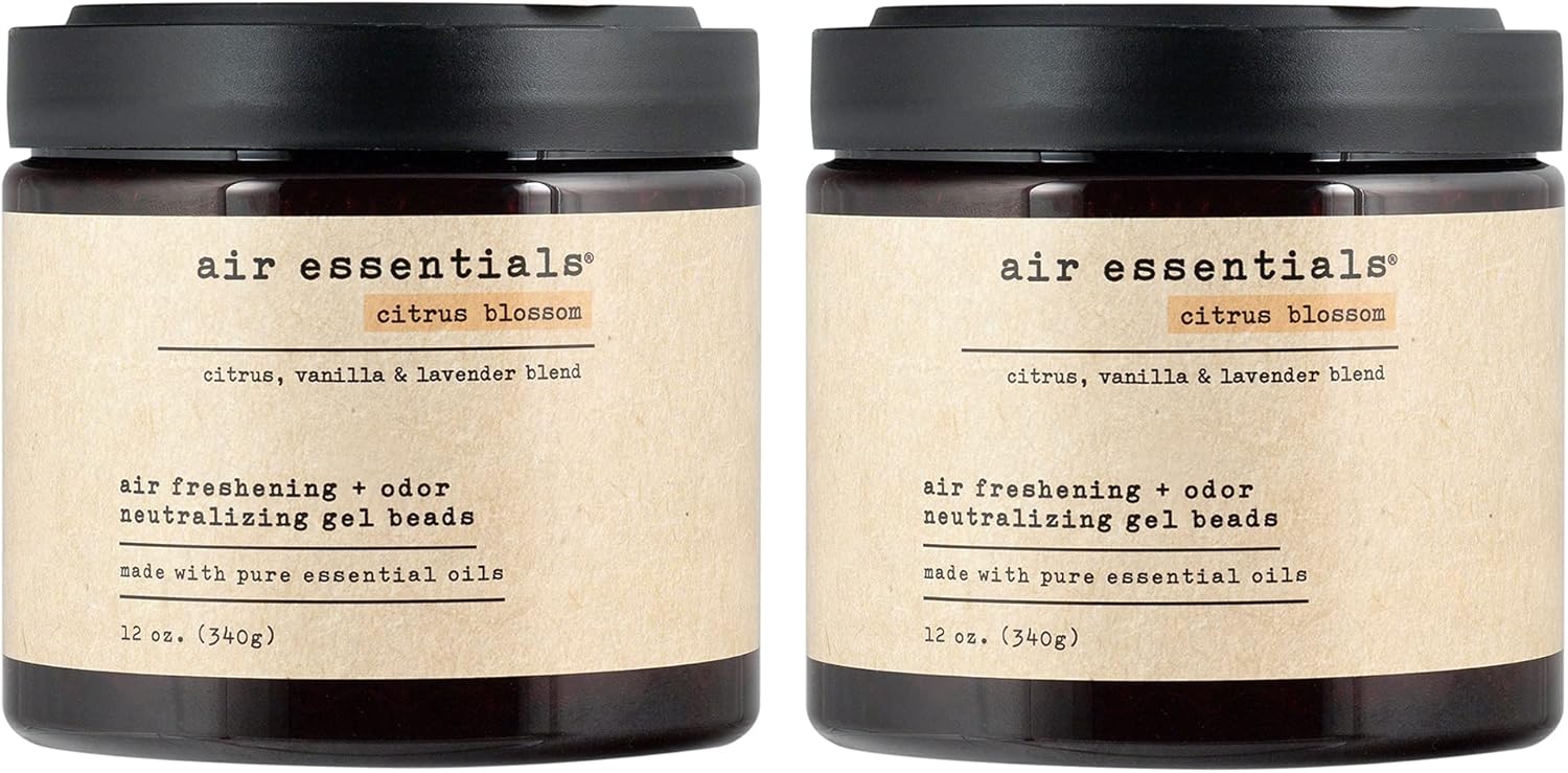 Air Essentials Air Freshener & Odor Neutralizer Gel Beads - 12 oz, Pack of 2 - Odor Eliminator - Made with Pure Essential Oils - Citrus Blossom Scent