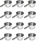 1 Cup Stainless Steel Measuring Cup | Sturdy Metal 250 ml | 240 cc | 8 oz | Single Cup for Wet and Dry Ingredients | Great for use as 1 Cup Dog Food Scoop - 12 PK