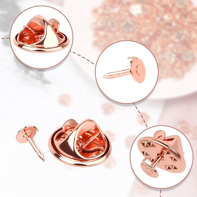 JANYUN 120 Pairs Butterfly Clutch Tie Tacks Pin Back Metal Locking | Rose Gold - Image 4