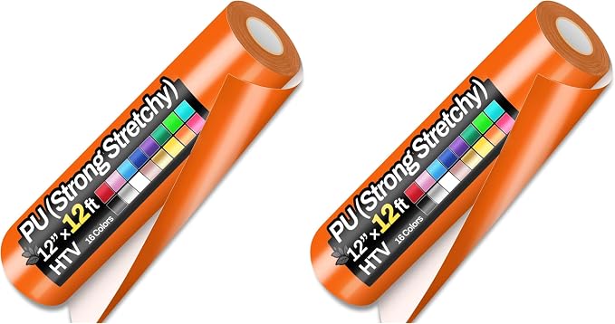 Sooez 12" x 12ft Heat Transfer Vinyl Rolls, PU HTV Orange by Sooez