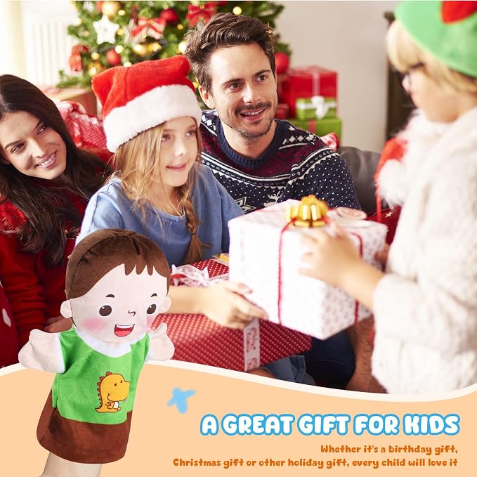 6 Pcs Family Hand Puppets 10 Inch Grandparents, Mom & Dad, Brother & Sister - Image 6