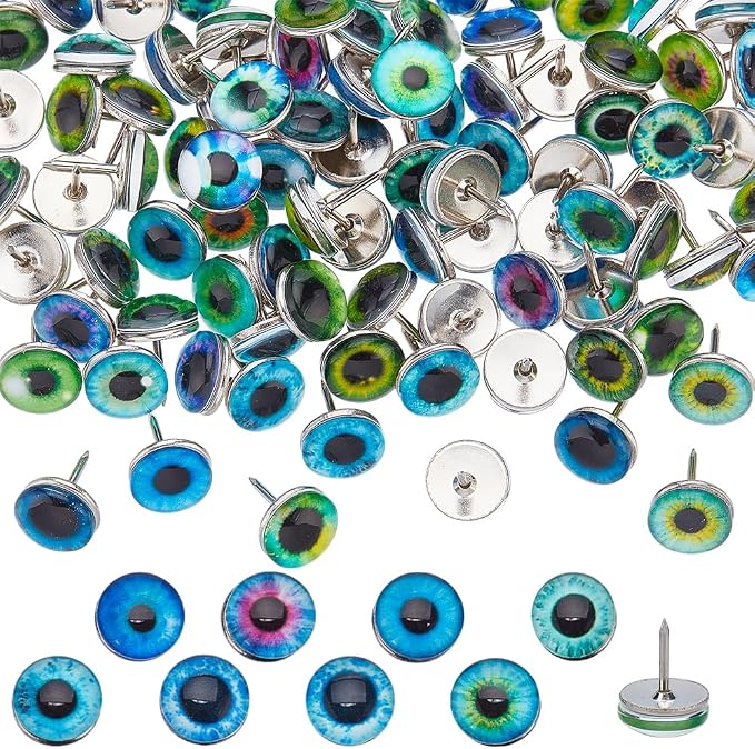 PH PandaHall 100pcs 50 Styles Eyeball Push Pins Thumb Tacks Mini Decorative by PHPandaHall