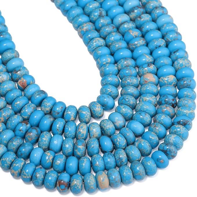 Songxi 5x8mm Natural Blue Emperor Stone Rondelle Beads, Gemstone - Image 7