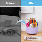 Marbrasse Desk Organizer, 360-Degree Rotating Pen Holder, Desk Organizers and - Image 6