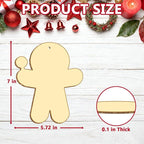 Large Size 7" Christmas Crafts for Kids Wooden Gingerbread Ornaments Crafts - Image 3