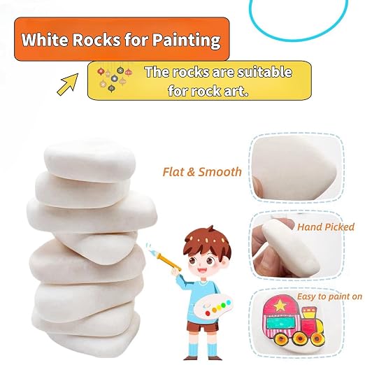 Lifetop 20PCS Smooth Painting Rocks, 1.2"-2.0" White, Flat Natural Irregular - Image 4