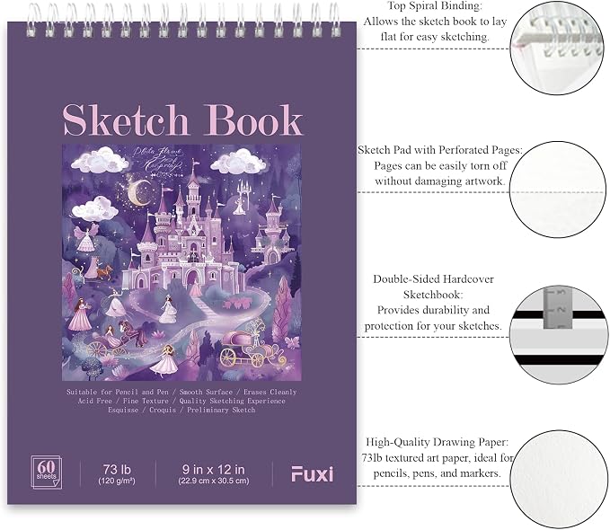 Fuxi Coloring Books for Ages 8-12 Girls, 50 Sheets Blank Paper Drawing Pad + 50 - Image 3