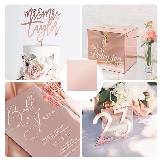 5 Pack Rose Gold Mirrored Acrylic Sheets, 12x12 Inch, 1/8 in Thick | Plastic - Image 6