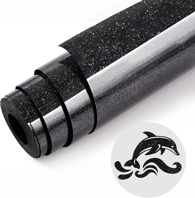 Black Glitter HTV Heat Transfer Vinyl by WRTUUED