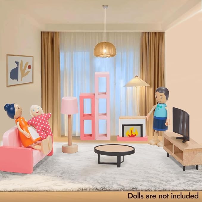 Giant bean 36pcs Wooden Dollhouse Furniture Set - Image 9
