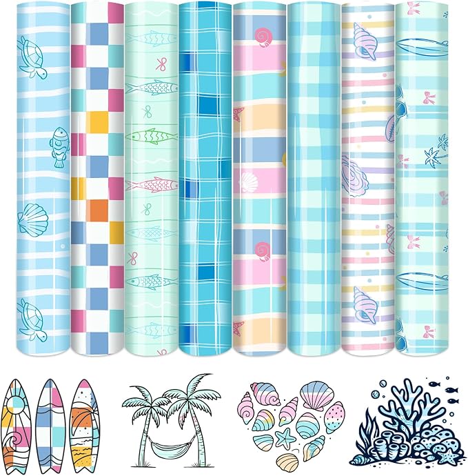 HTVSTD Ocean Summer Heat Transfer Vinyl 8Sheets 12×10in Iron on Vinyl | Sea by CraftingEveryday